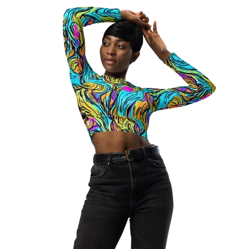 Liquid Neon on a Long Sleeve Crop Top
