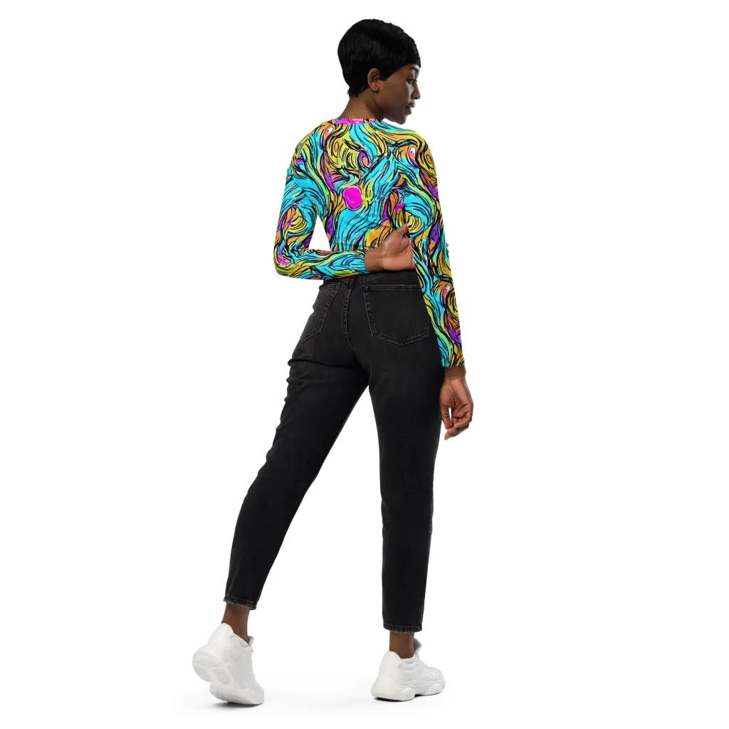 Liquid Neon on Long Sleeve Crop Top — Right Back