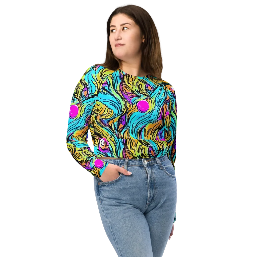 Liquid Neon on Long Sleeve Crop Top — Front
