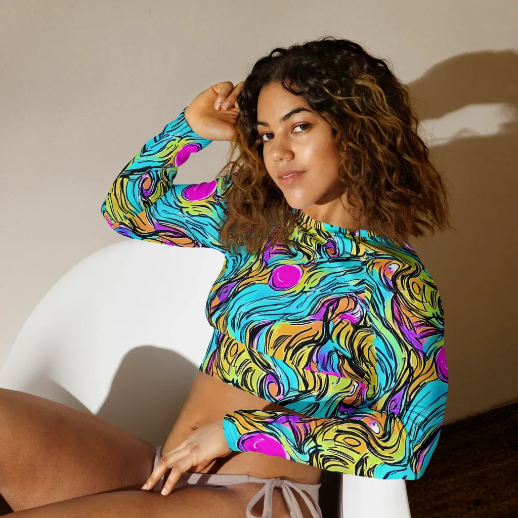 Liquid Neon on Long Sleeve Crop Top — Left Front