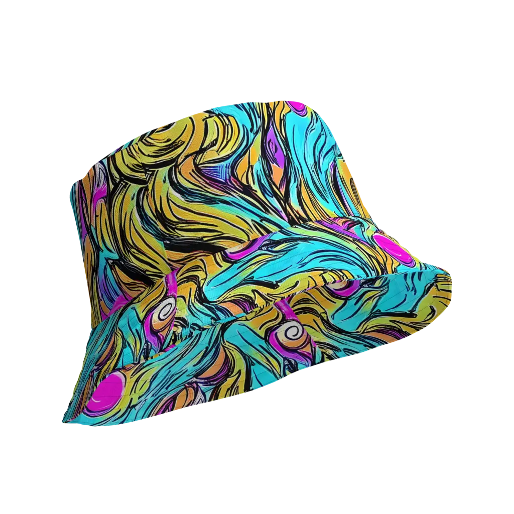 Liquid Neon on Reversible Bucket Hat — Product details Outside
