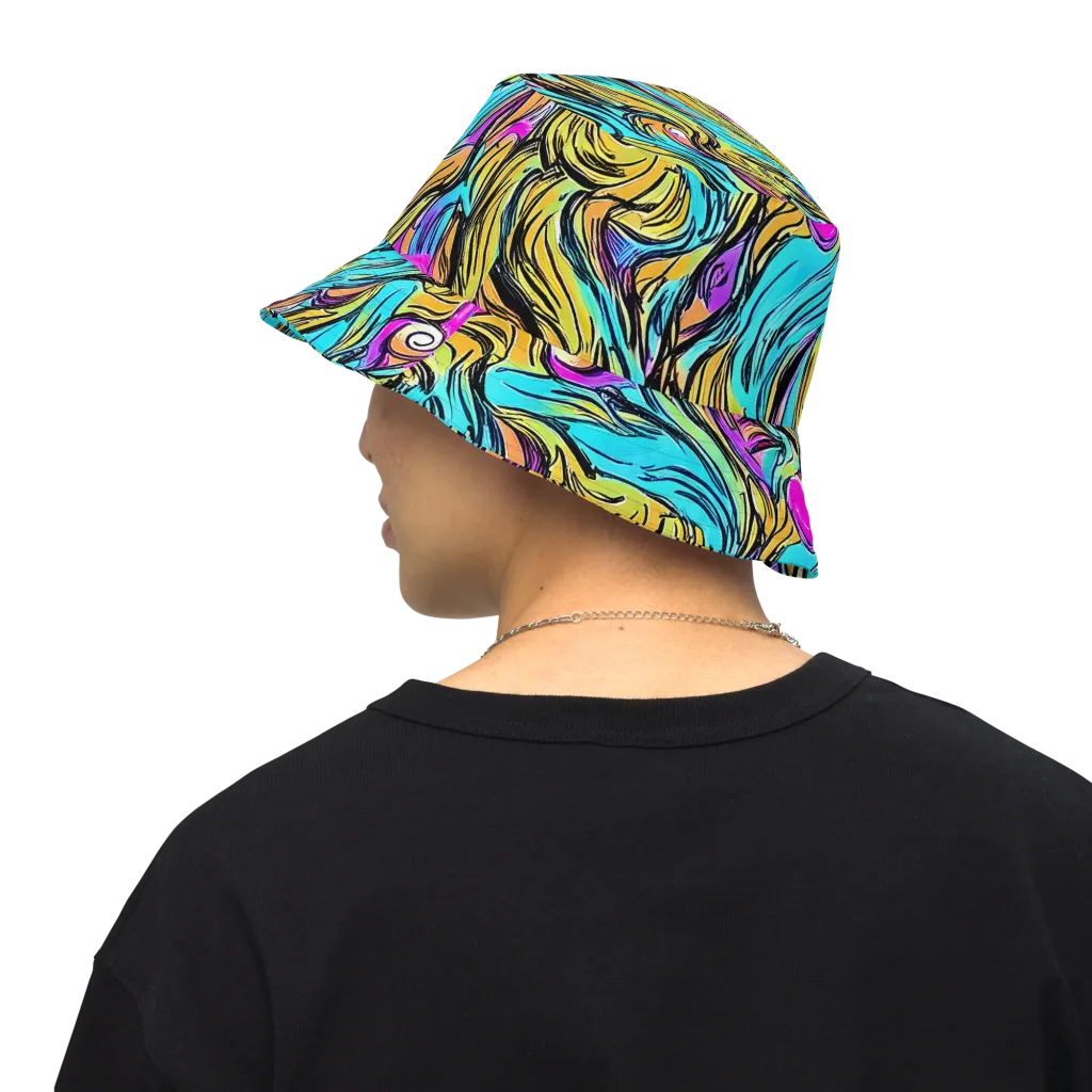 Liquid Neon on Reversible Bucket Hat — Back Inside