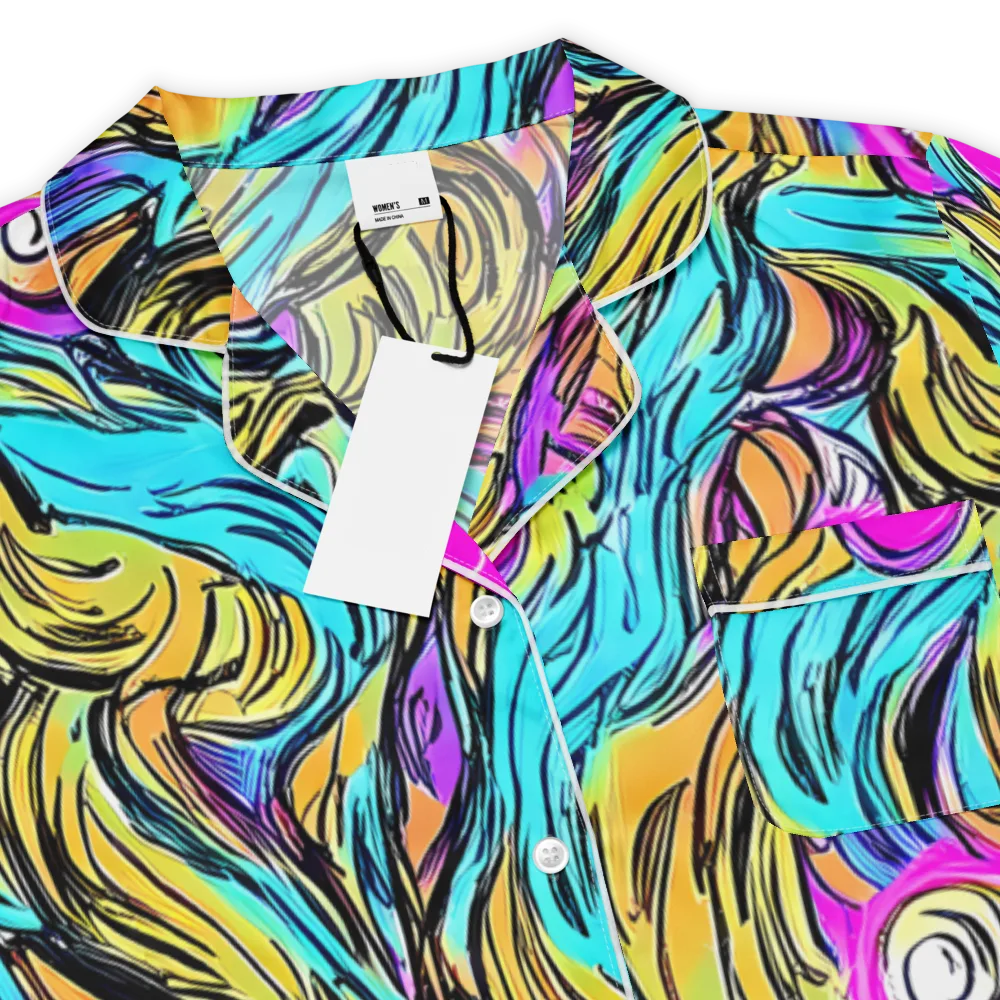 Liquid Neon on Women's Short Sleeve Pajama Top — Product details