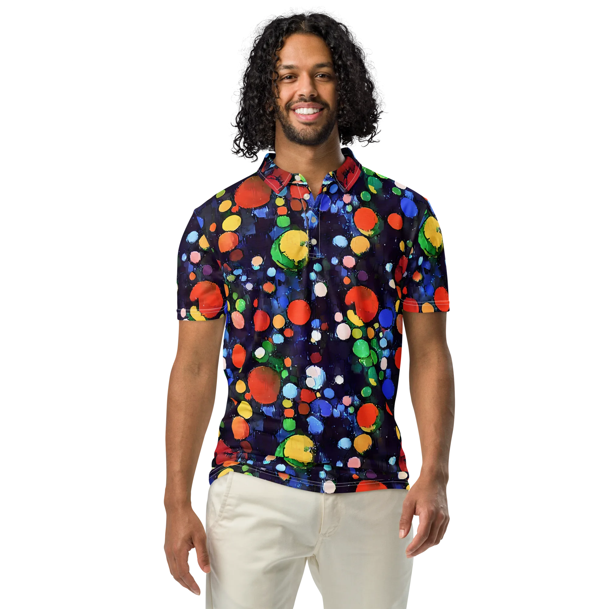 Painted Planetarium on Men's Slim Fit Polo Shirt — Front