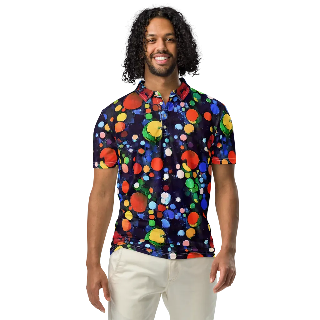 Painted Planetarium on Men's Slim Fit Polo Shirt — Front