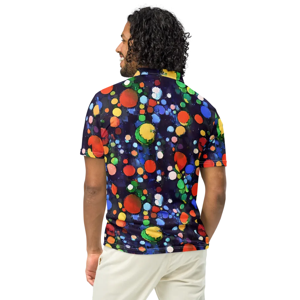 Painted Planetarium on Men's Slim Fit Polo Shirt — Back