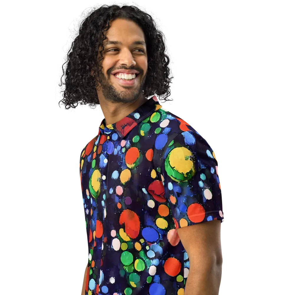 Painted Planetarium on Men's Slim Fit Polo Shirt — Left Front