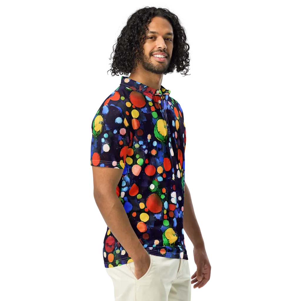 Painted Planetarium on Men's Slim Fit Polo Shirt — Right Front