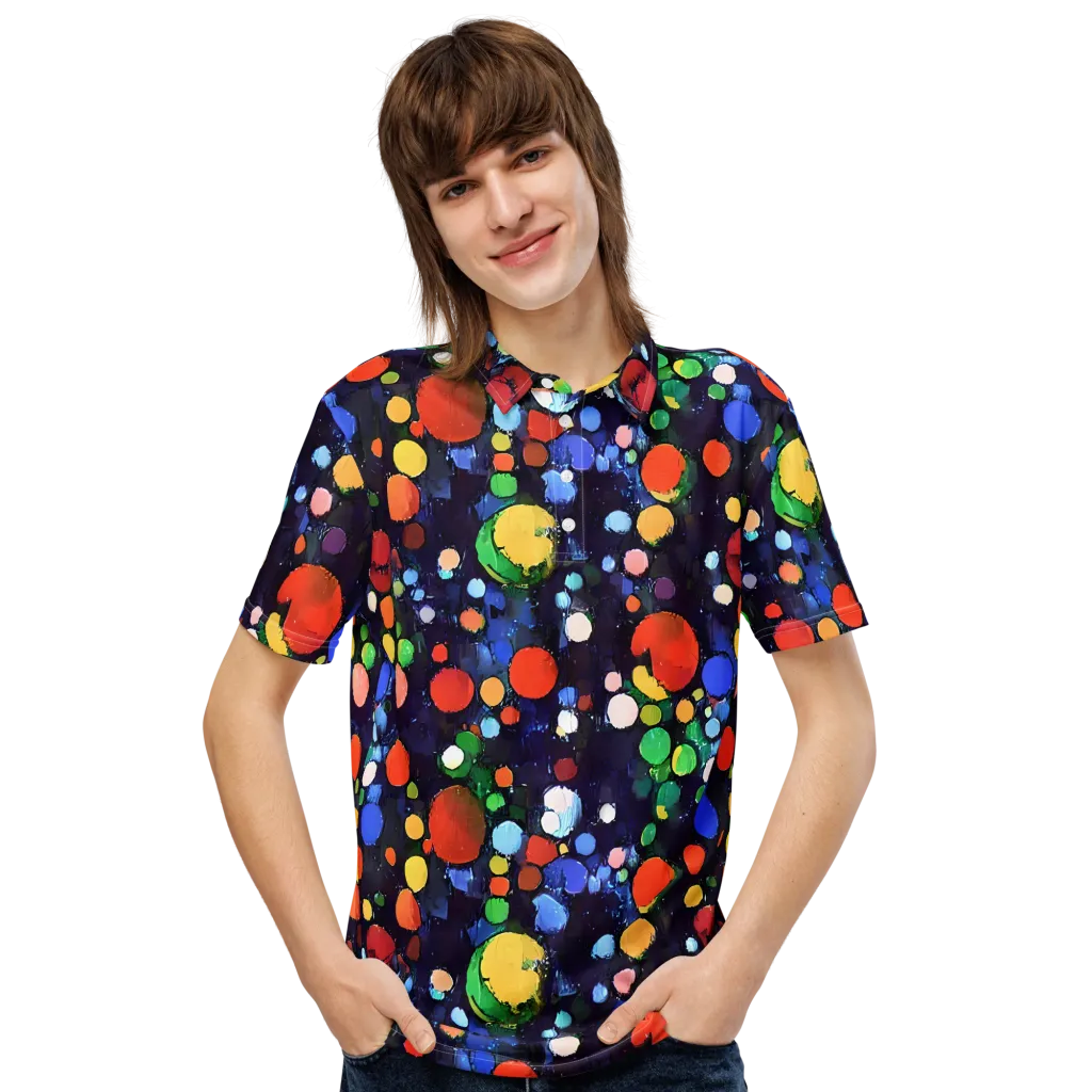 Painted Planetarium on Men's Slim Fit Polo Shirt — Front