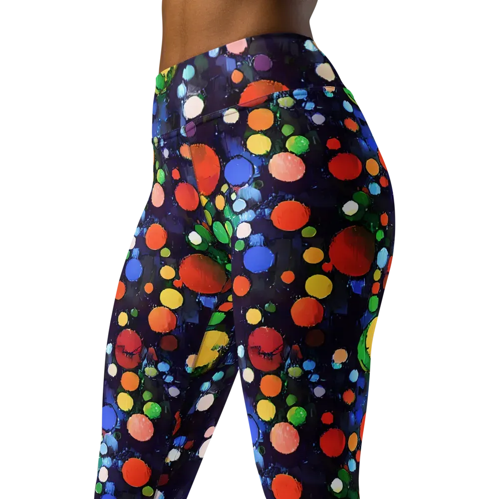 Painted Planetarium on Yoga Leggings — Left Front