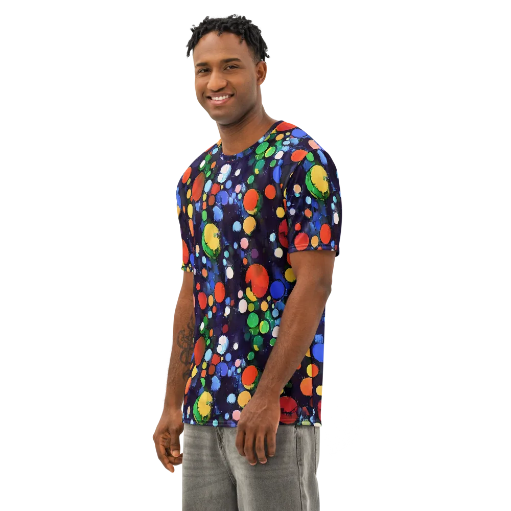 Painted Planetarium on Men's Cotton Crew Neck T-Shirt — Left Front