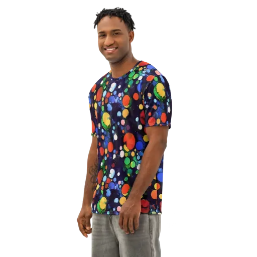 Painted Planetarium on a Men's Cotton Crew Neck T-Shirt