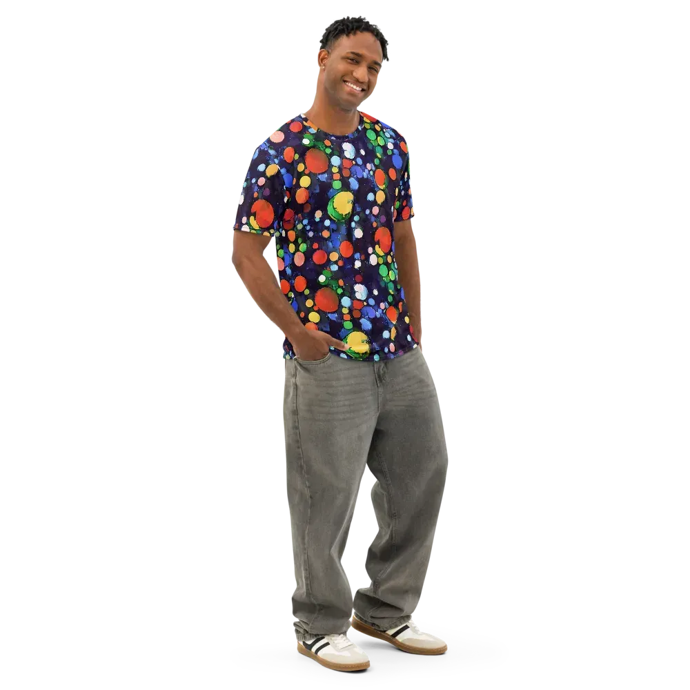 Painted Planetarium on Men's Cotton Crew Neck T-Shirt — Right Front