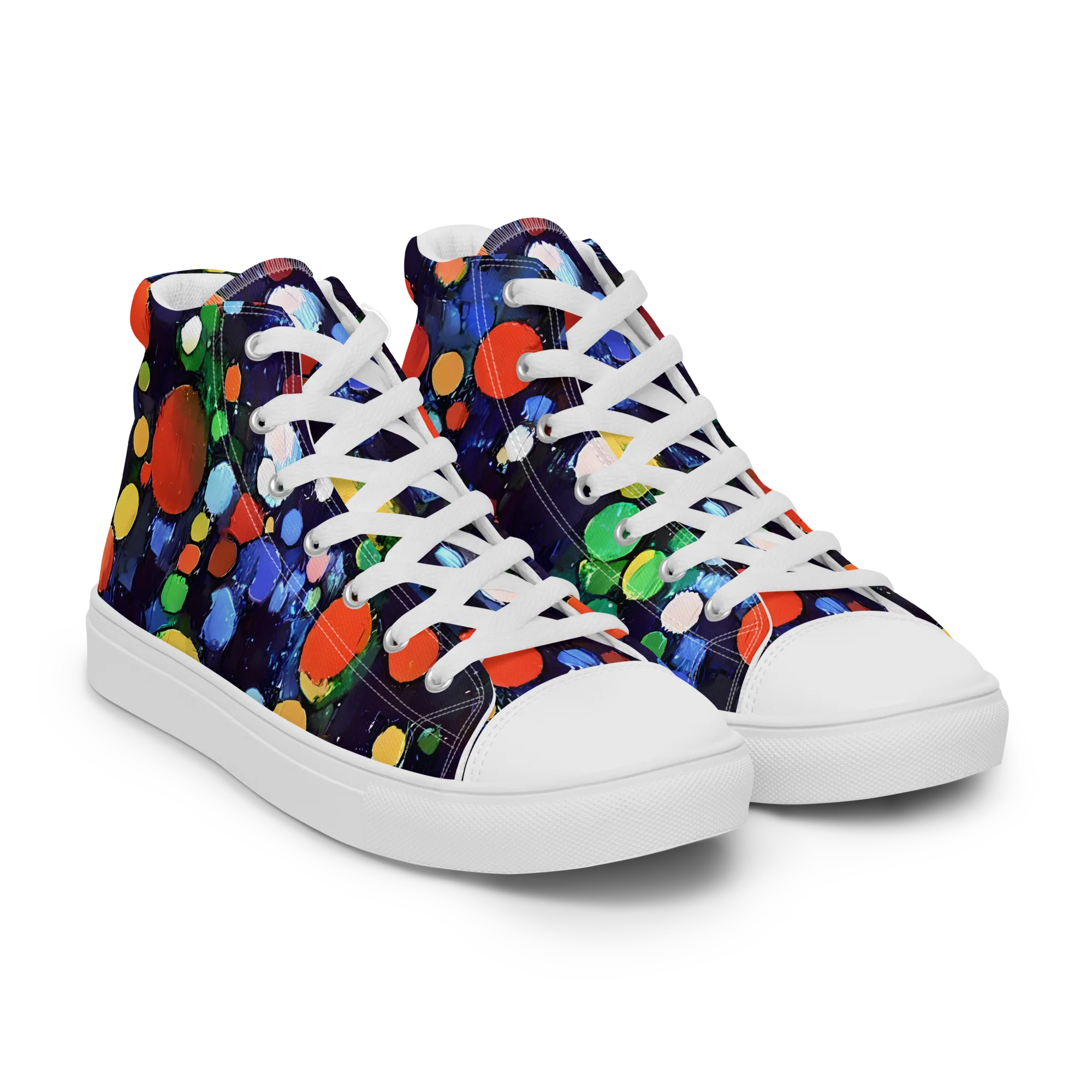 Painted Planetarium on Men's High Top Canvas Shoes — Right Front