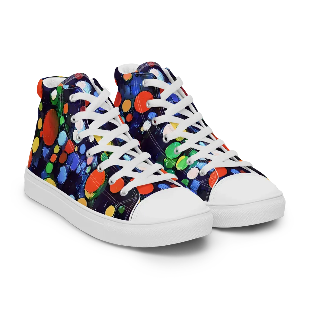 Painted Planetarium on Men's High Top Canvas Shoes — Right Front