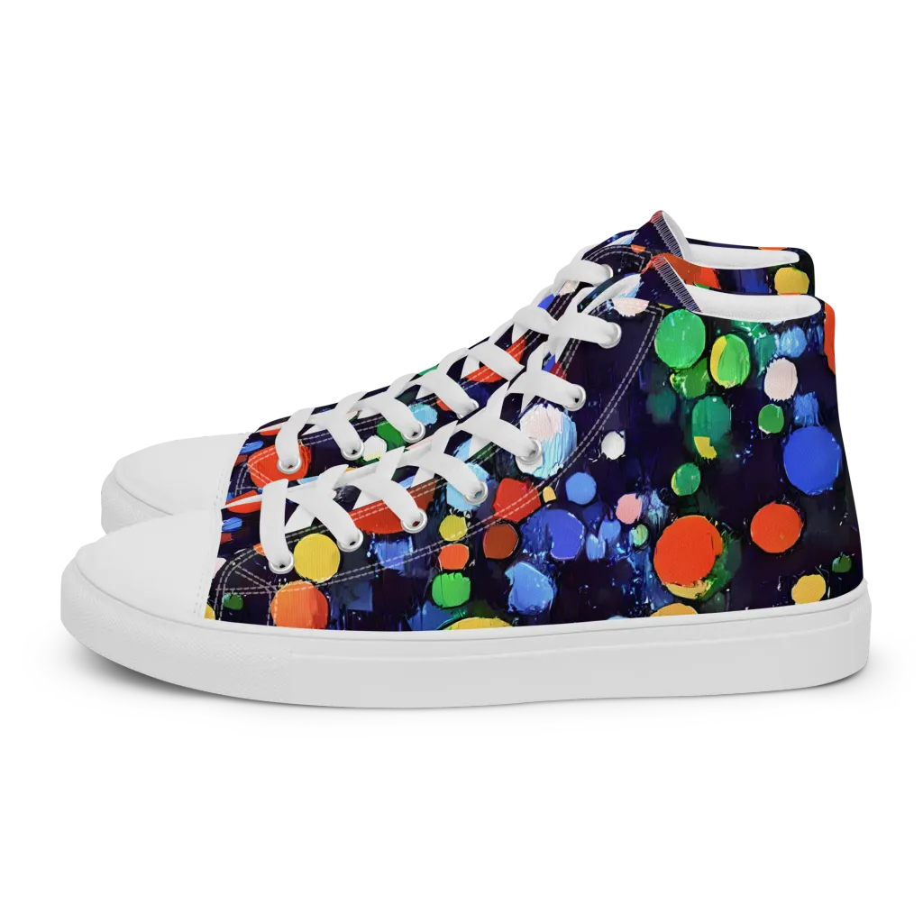 Painted Planetarium on Men's High Top Canvas Shoes — Left