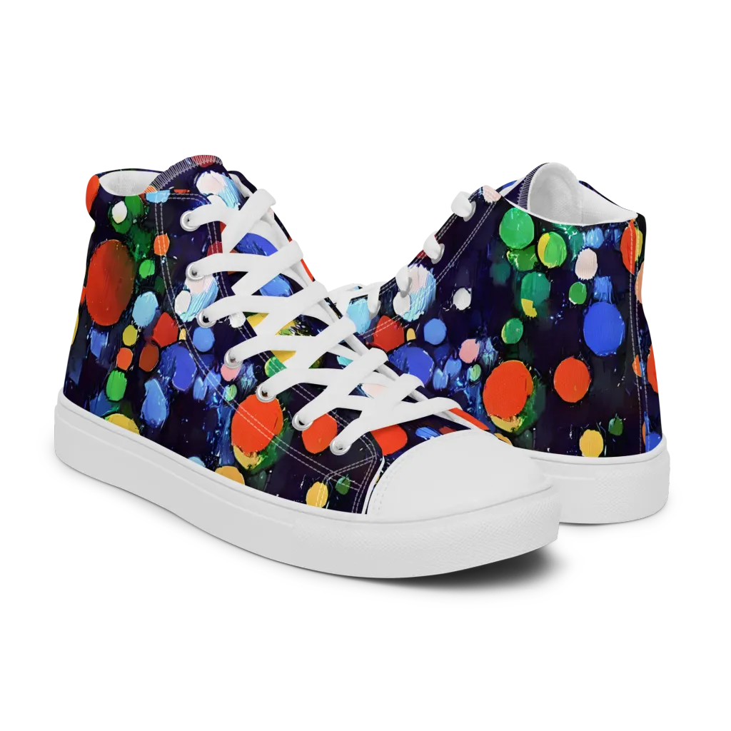 Painted Planetarium on Men's High Top Canvas Shoes — Right