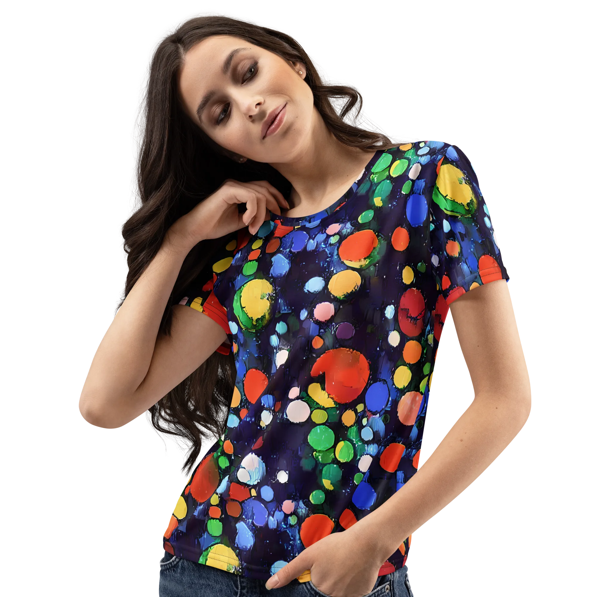 Painted Planetarium on Women's Crew Neck T-Shirt — Left Front
