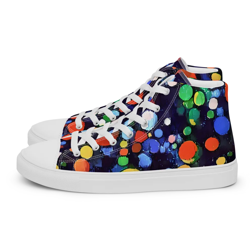 Painted Planetarium on Women's High Top Canvas Shoes — Left