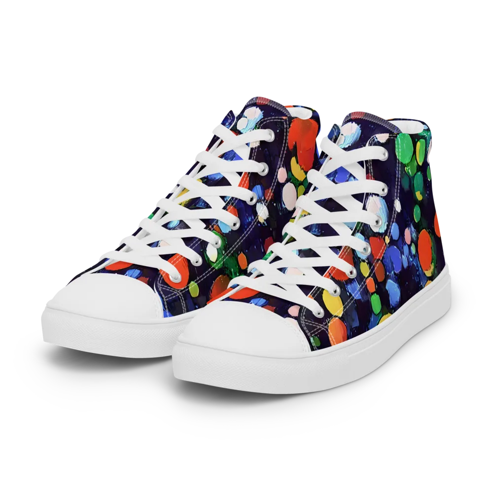 Painted Planetarium on Women's High Top Canvas Shoes — Left Front