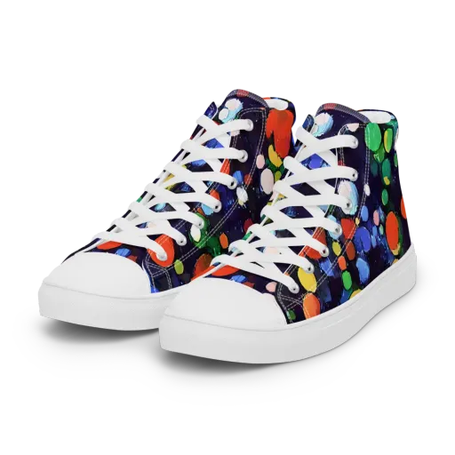 Painted Planetarium on a Women's High Top Canvas Shoes