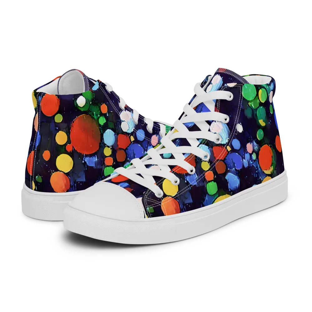 Painted Planetarium on Women's High Top Canvas Shoes — Left
