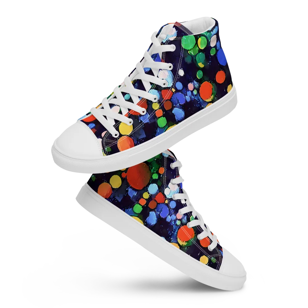 Painted Planetarium on Women's High Top Canvas Shoes — Front