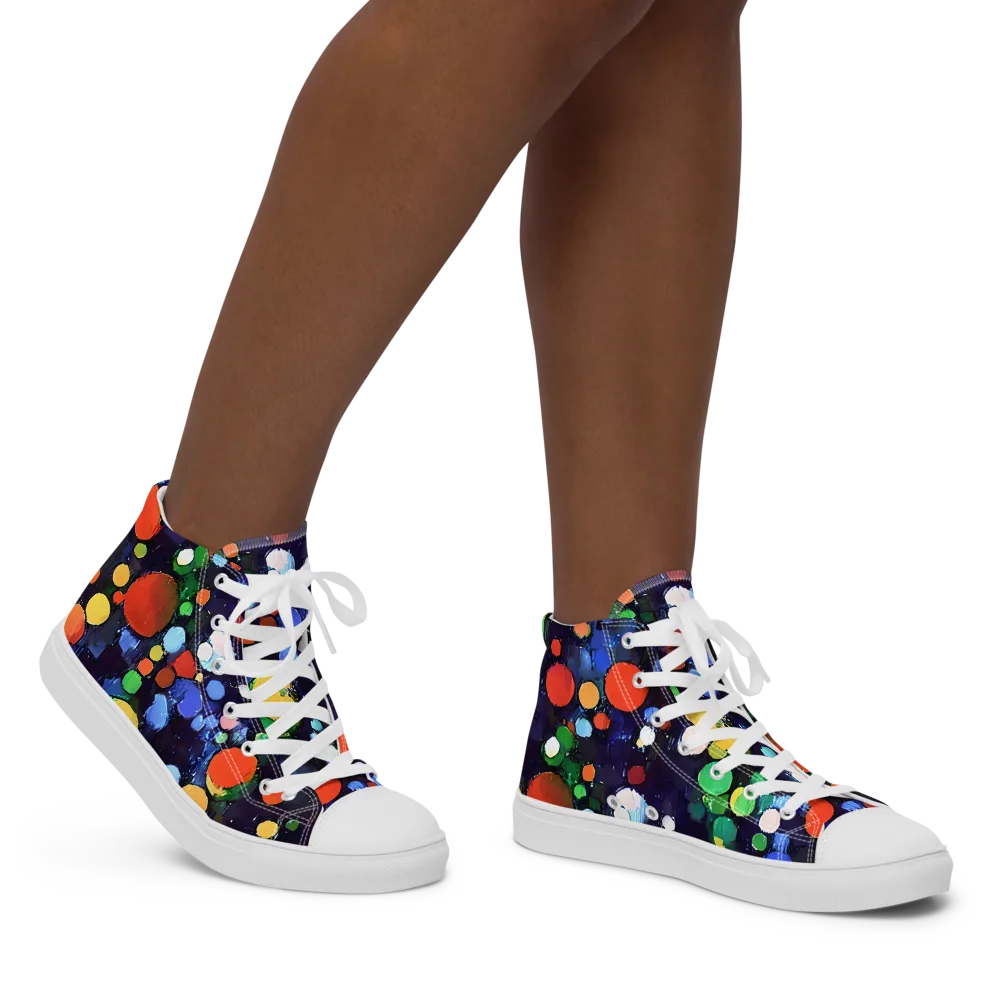 Painted Planetarium on Women's High Top Canvas Shoes — Right