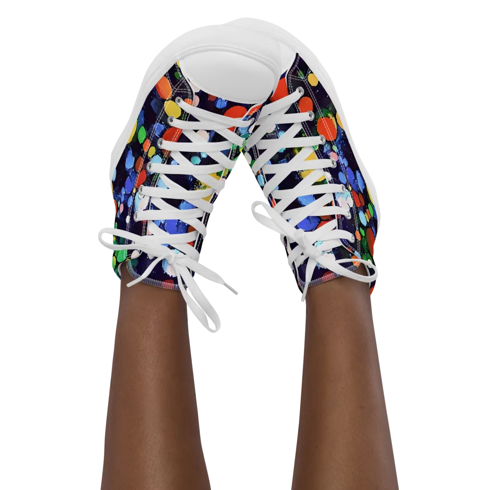 Painted Planetarium on Women's High Top Canvas Shoes — Front