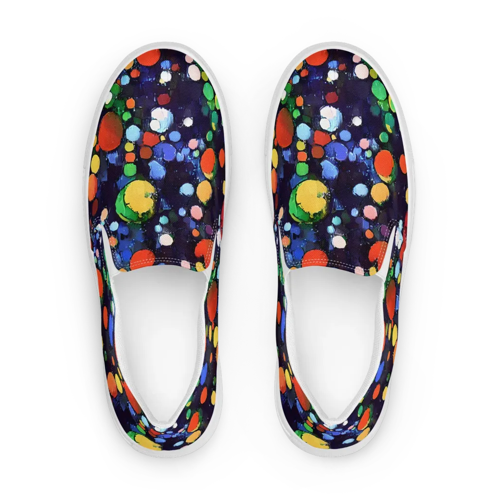 Painted Planetarium on Men's Slip-On Canvas Shoes — Front