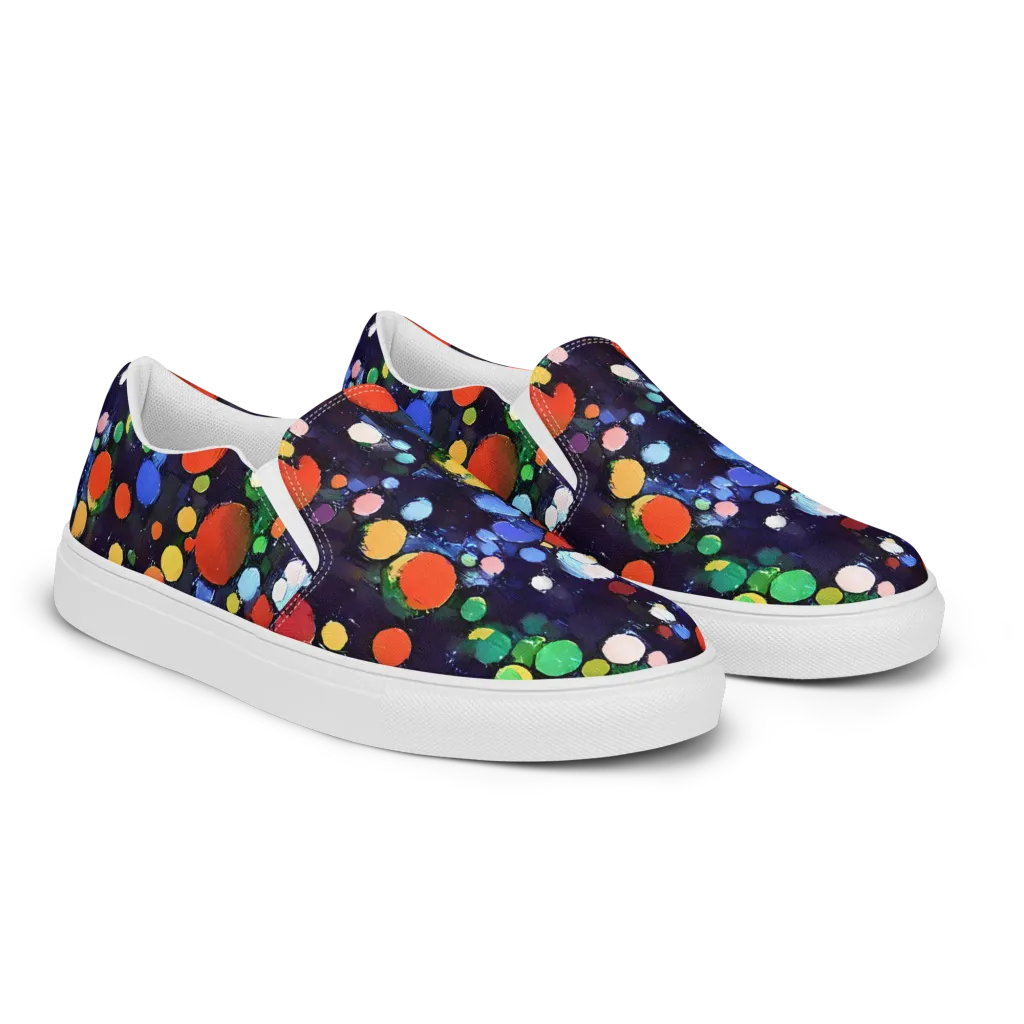 Painted Planetarium on Men's Slip-On Canvas Shoes — Right Front