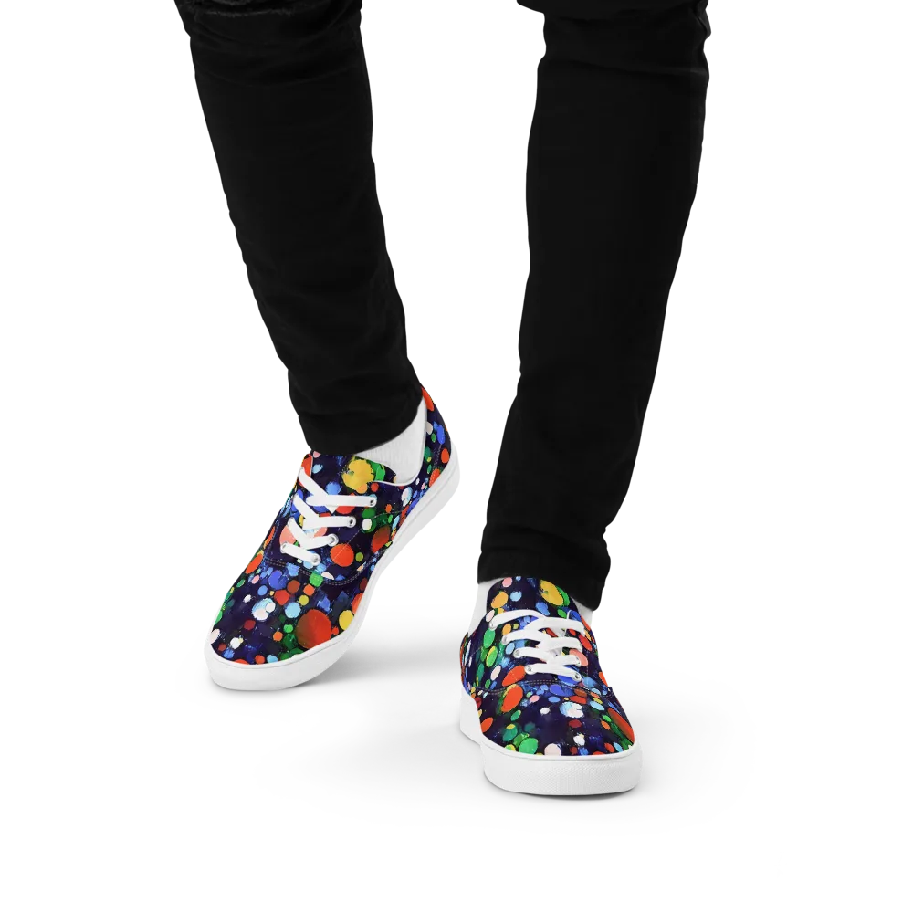 Painted Planetarium on Men's Lace-Up Canvas Shoes — Front