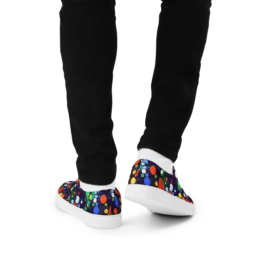 Painted Planetarium on Men's Lace-Up Canvas Shoes — Back