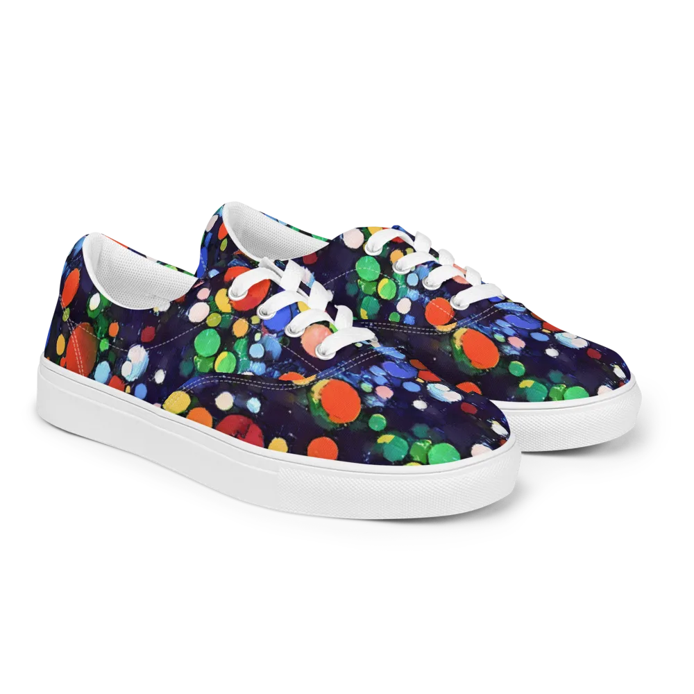 Painted Planetarium on Men's Lace-Up Canvas Shoes — Right Front