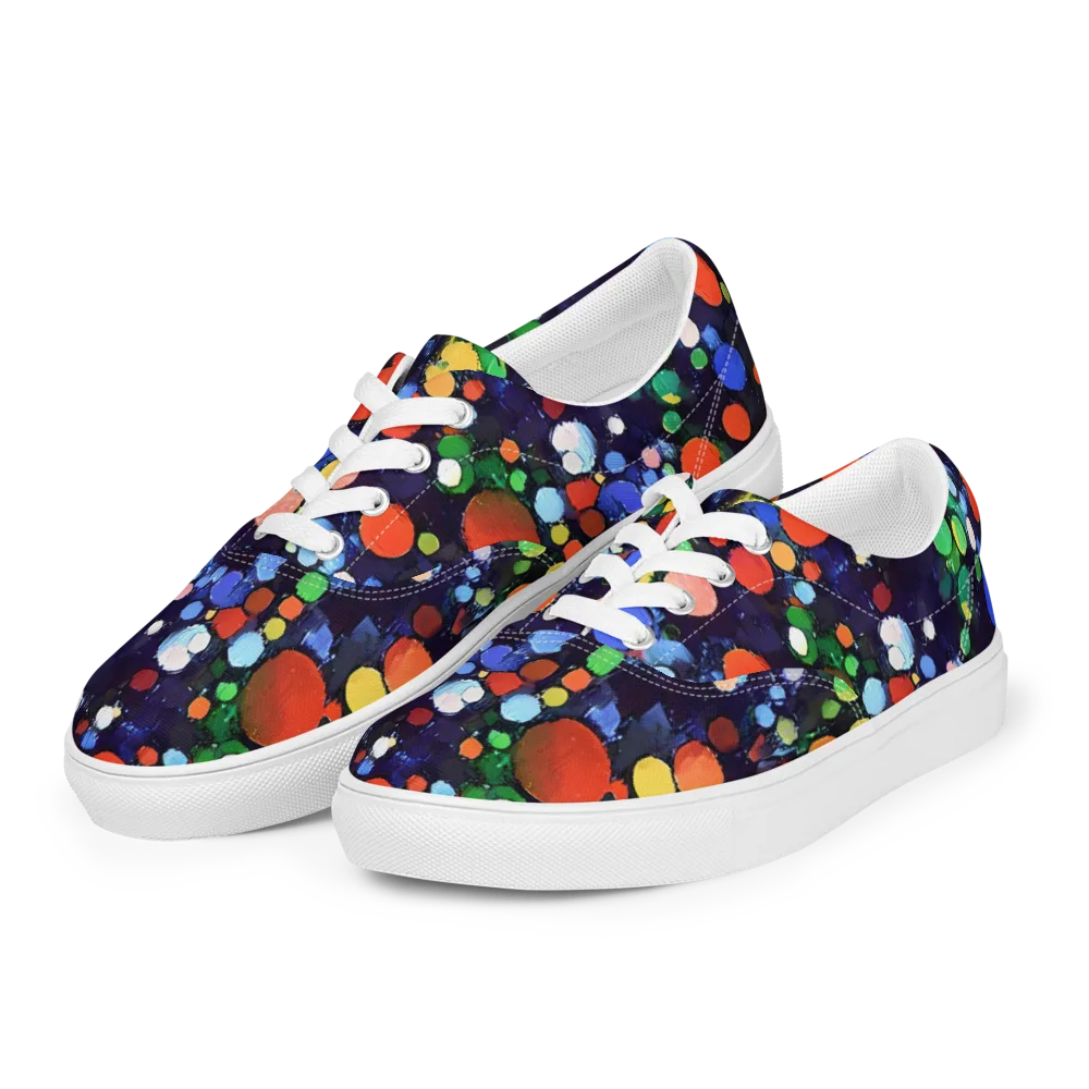Painted Planetarium on Men's Lace-Up Canvas Shoes — Left Front