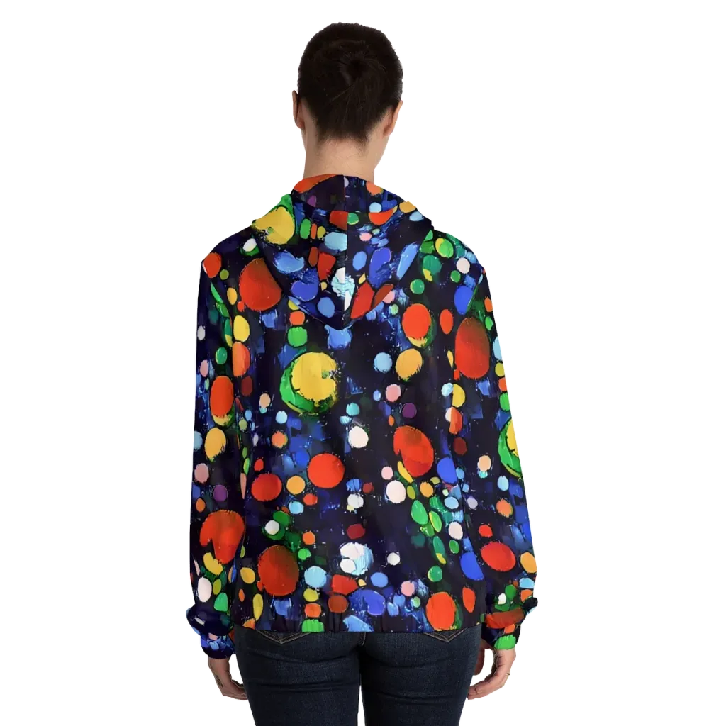 Painted Planetarium on Women's Full-Zip Hoodie — Back On Person