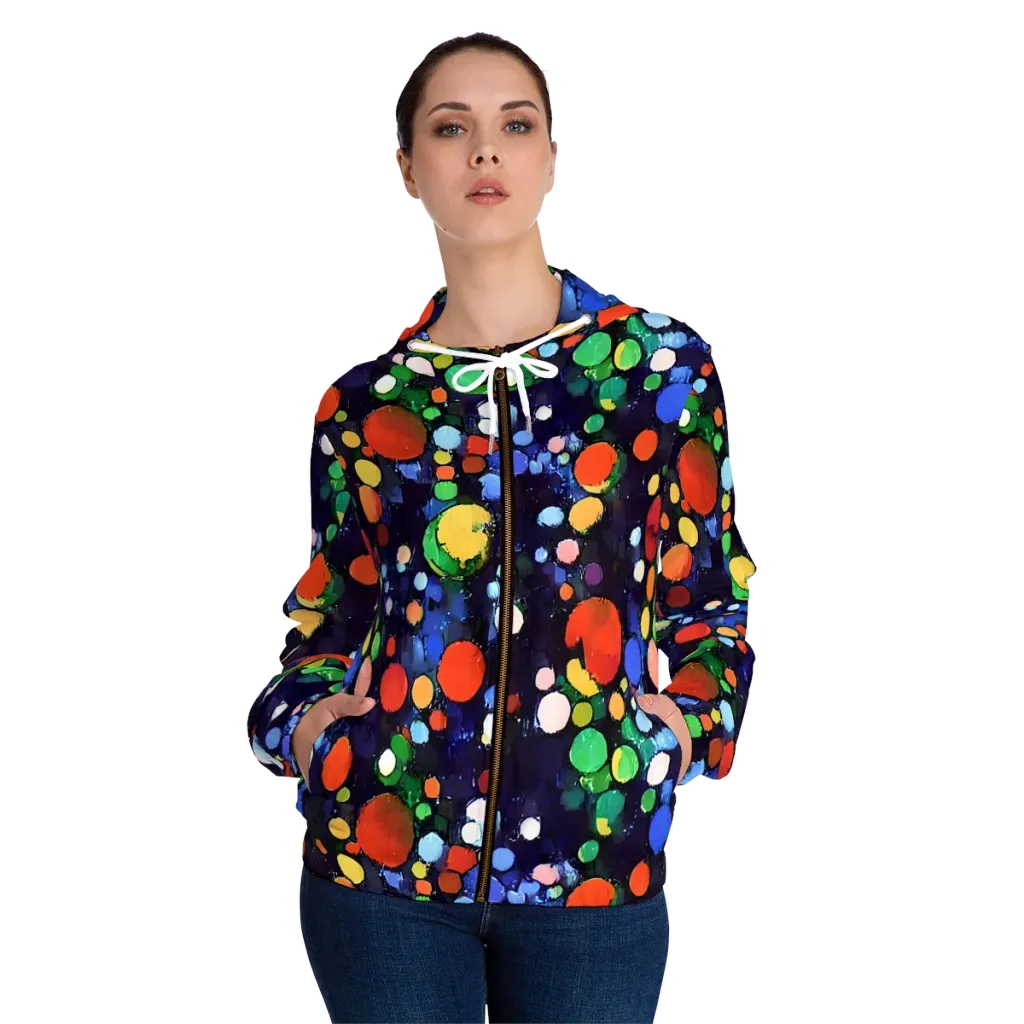 Painted Planetarium on Women's Full-Zip Hoodie — Front On Person