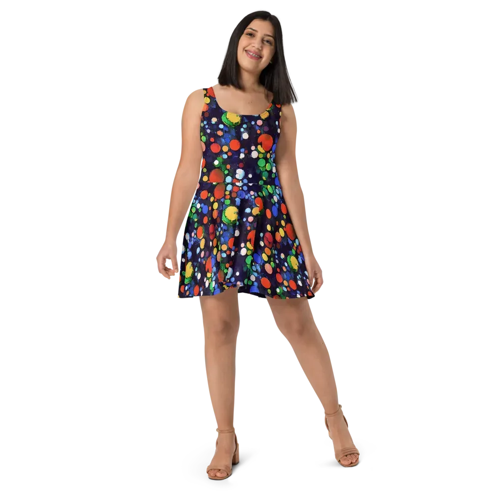 Painted Planetarium on Skater Dress — Front