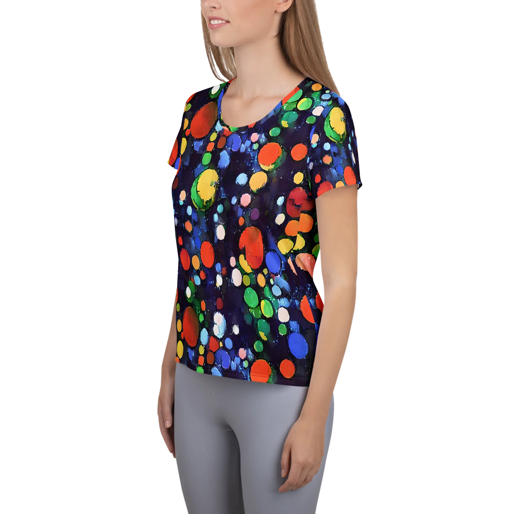 Painted Planetarium on Women's Athletic T-Shirt — Left