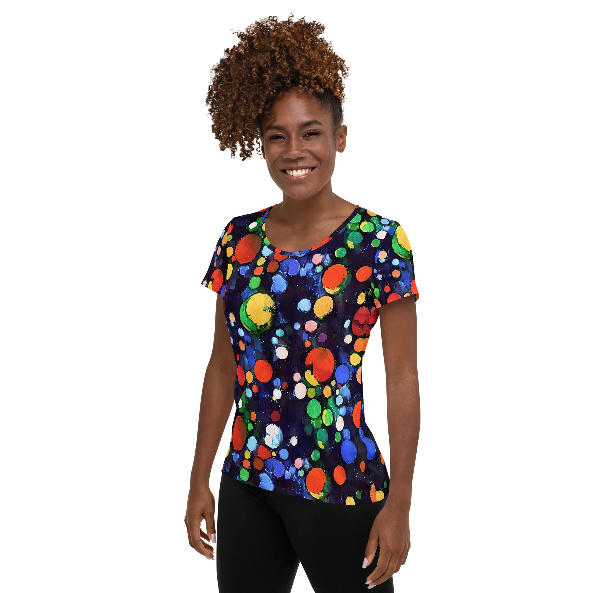 Painted Planetarium on Women's Athletic T-Shirt — Left