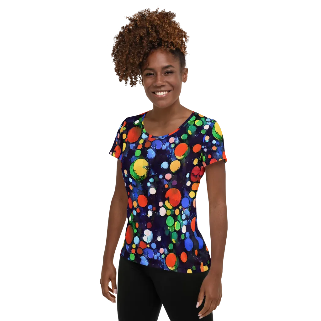 Painted Planetarium on Women's Athletic T-Shirt — Left