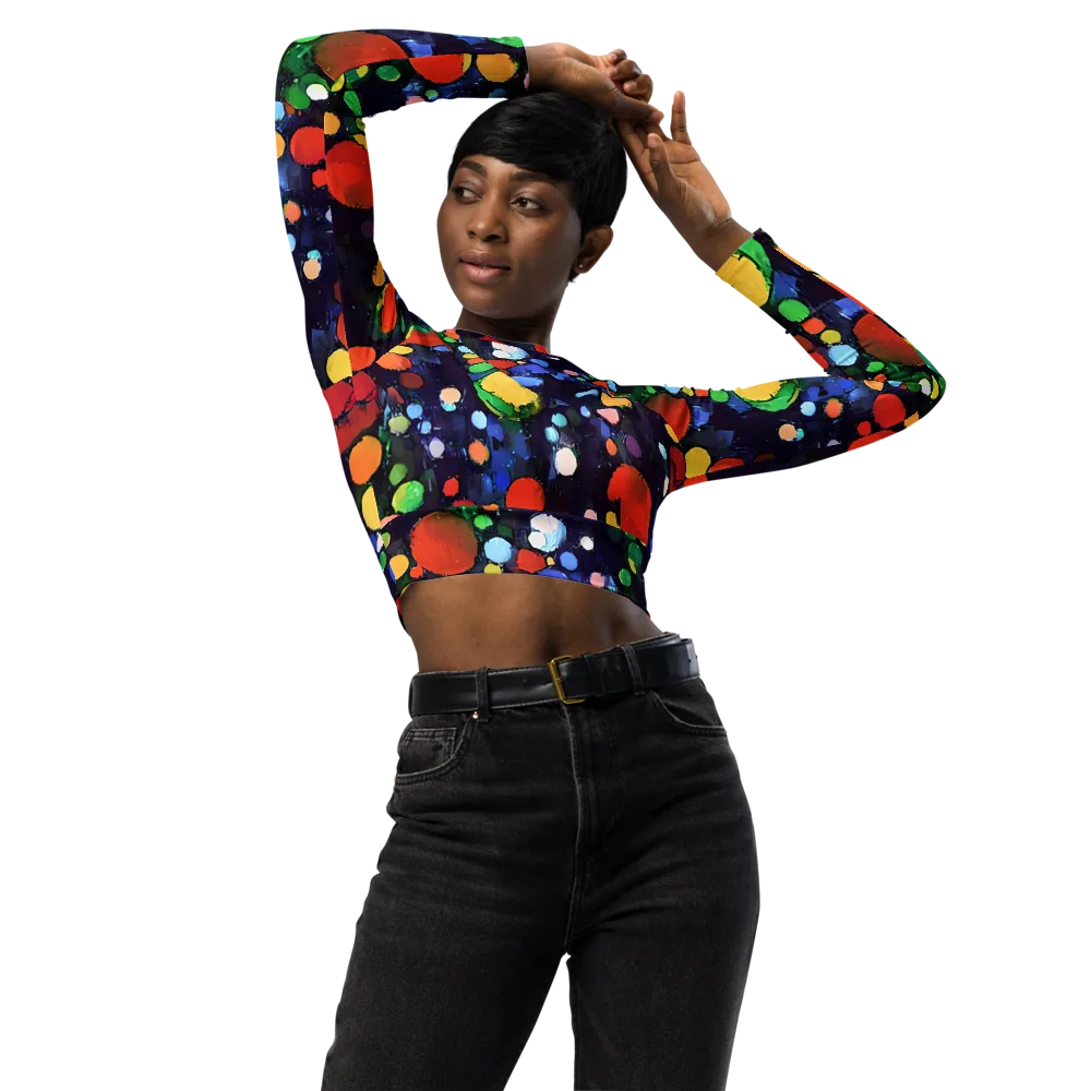 Painted Planetarium on Long Sleeve Crop Top — Front