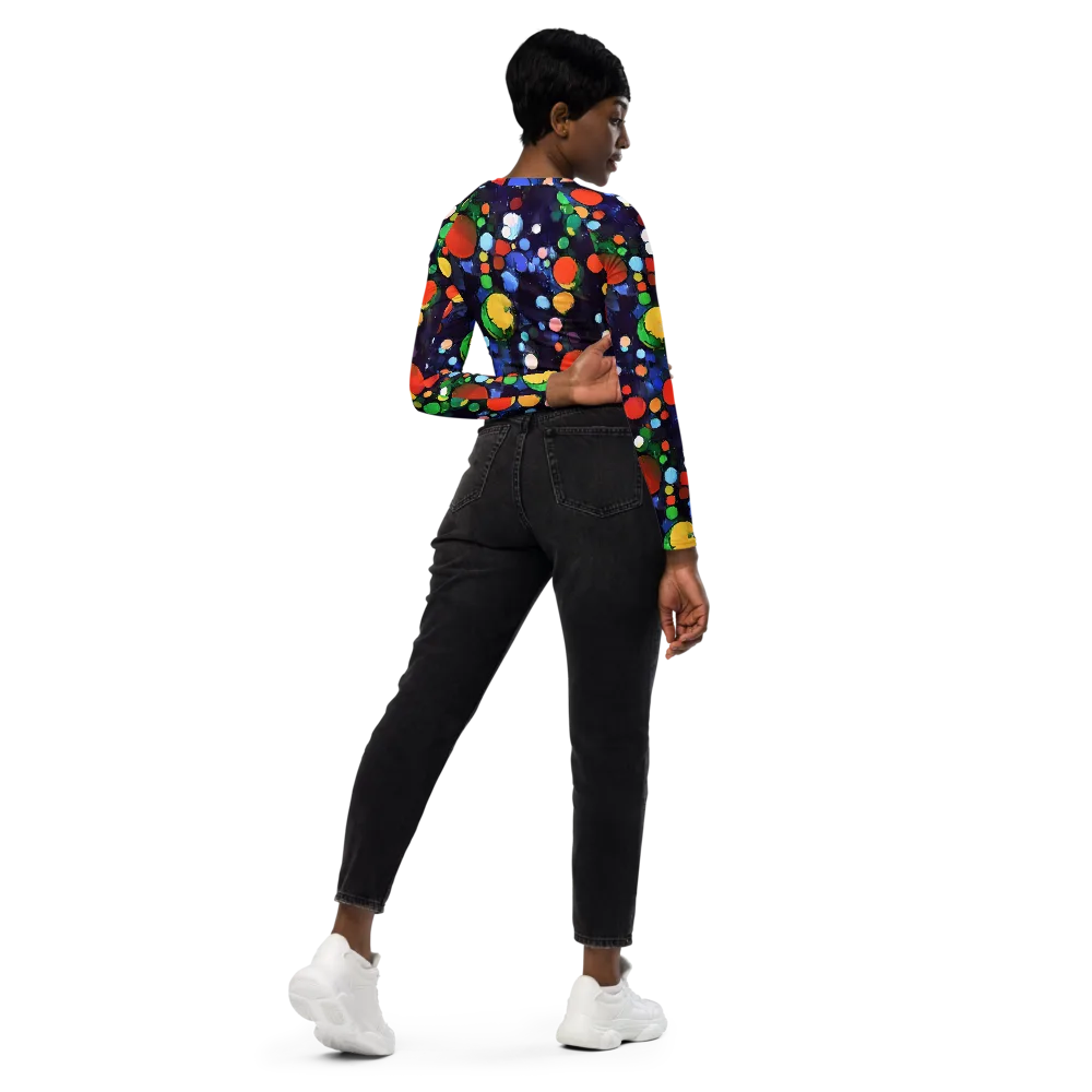 Painted Planetarium on Long Sleeve Crop Top — Right Back