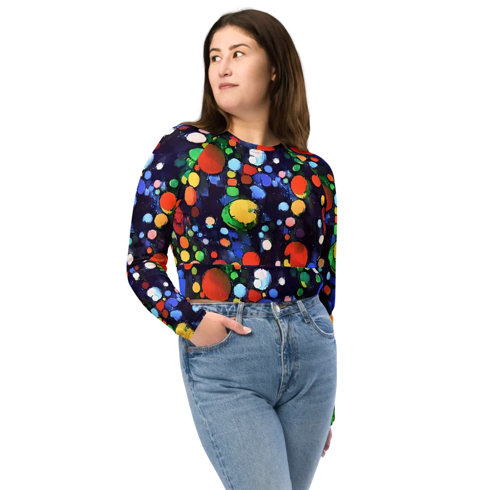 Painted Planetarium on Long Sleeve Crop Top — Front