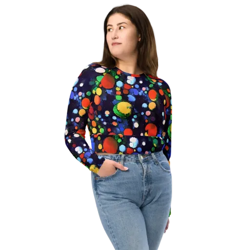 Painted Planetarium on a Long Sleeve Crop Top