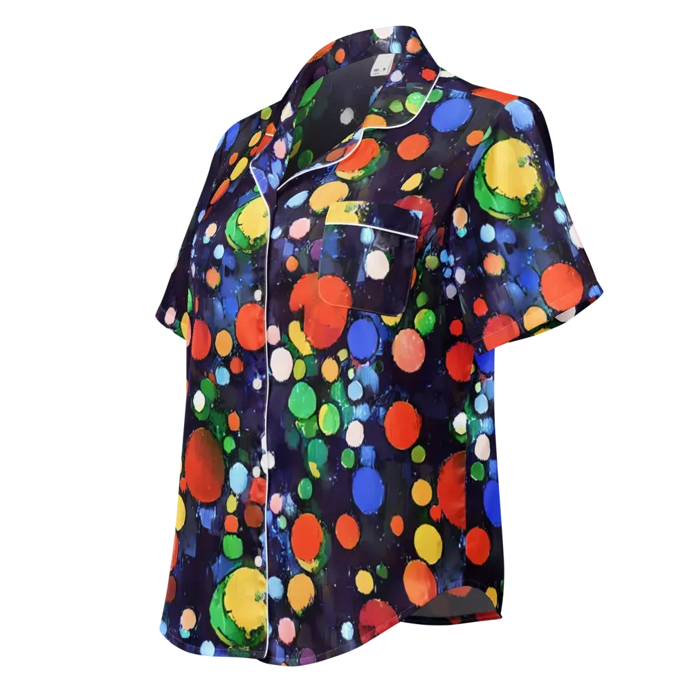 Painted Planetarium on Women's Short Sleeve Pajama Top — Left Front