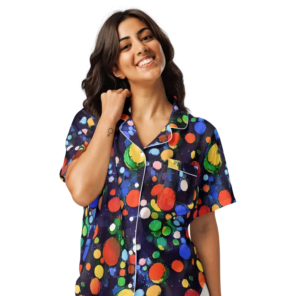 Painted Planetarium on Women's Short Sleeve Pajama Top — Front