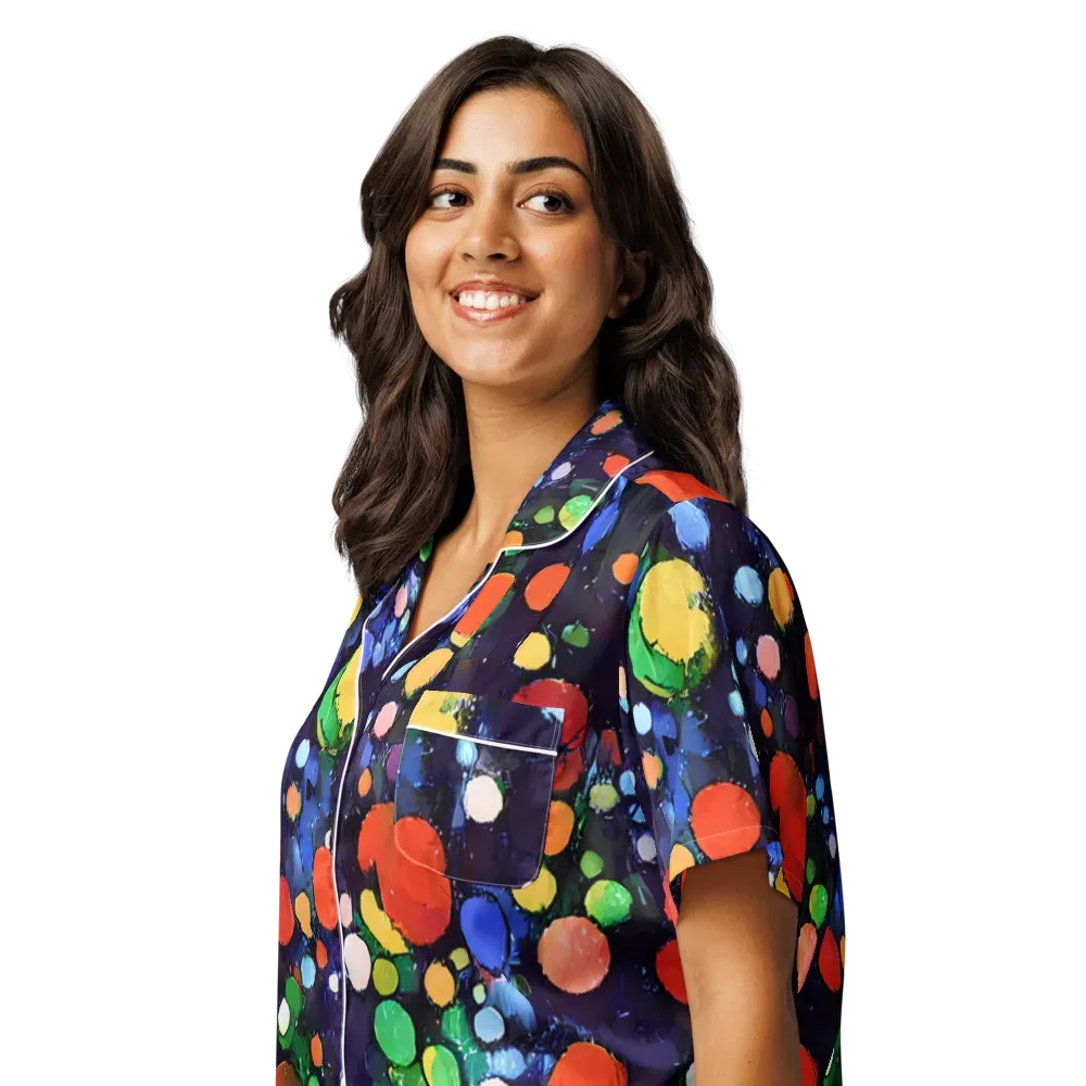 Painted Planetarium on Women's Short Sleeve Pajama Top — Left Front