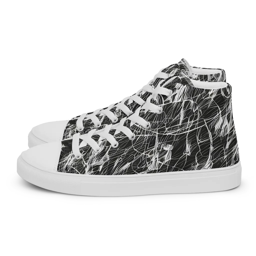 Ink Voltage on Women's High Top Canvas Shoes — Left