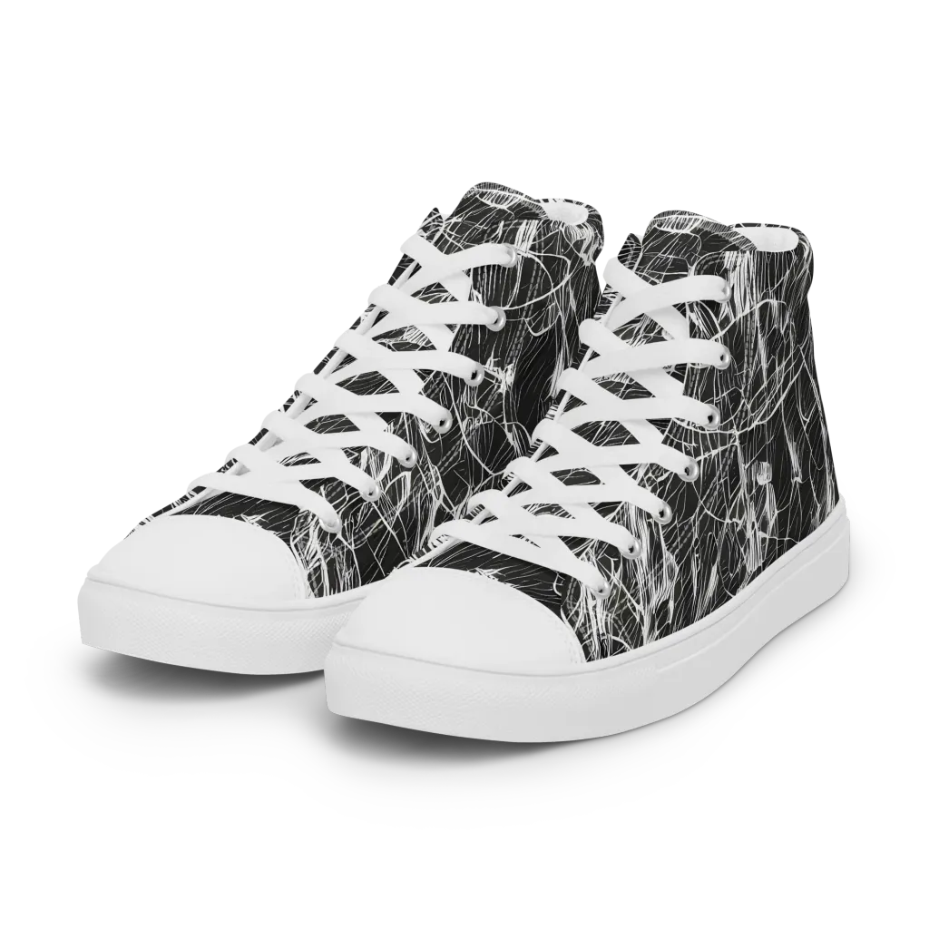 Ink Voltage on Women's High Top Canvas Shoes — Left Front